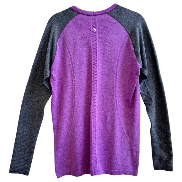 Lululemon Purple Gray Colorblock Seamless Long Sleeve Top Women’s Size 12 - Picture 5 of 6